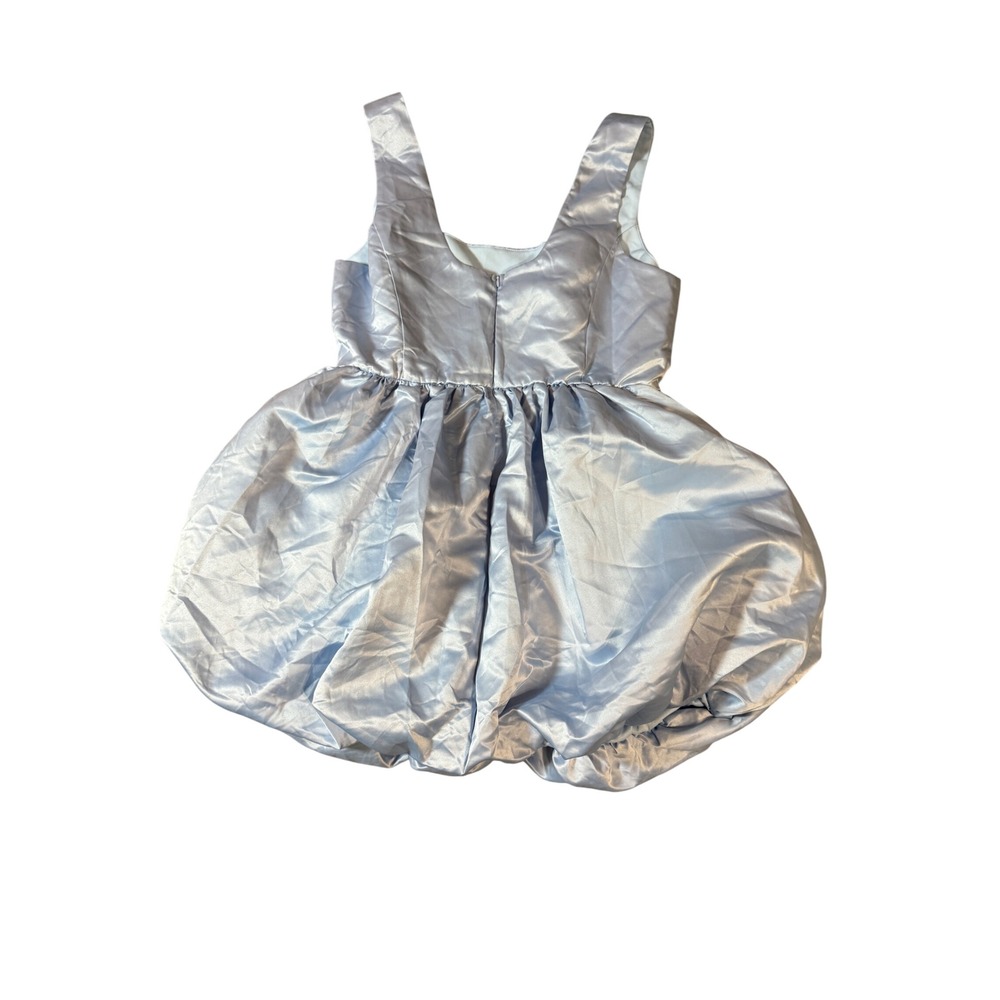 NWOT Lulus XXL Regal Cutie Light Blue Satin‎ Square Neck Bubble-Hem Mini Dress - Picture 10 of 10